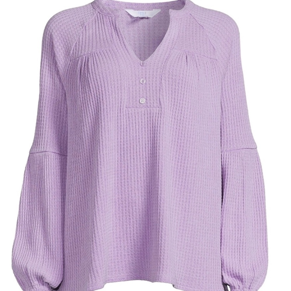 Time and Tru Waffle Peasant Top
